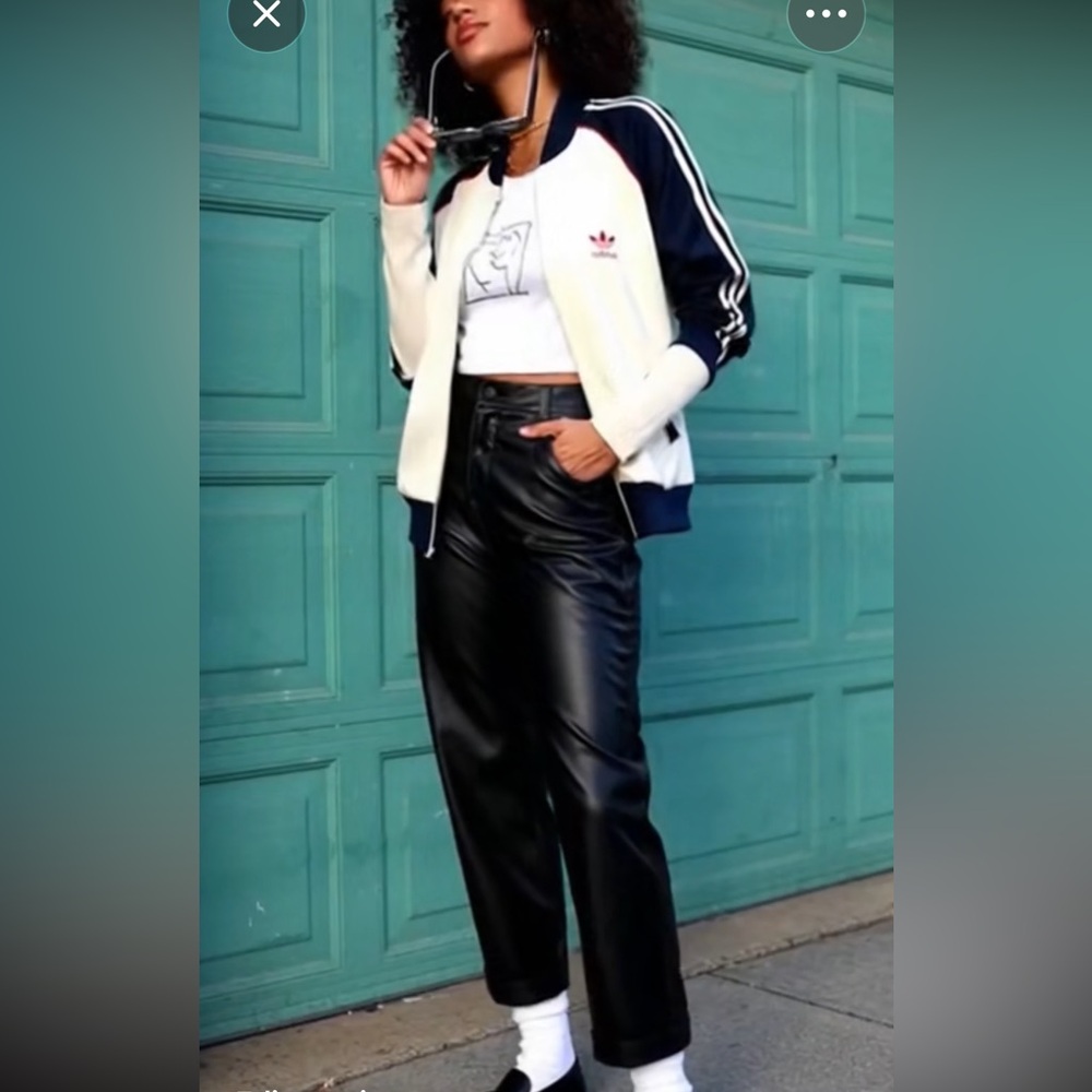 Vintage Adidas Track Jacket white body with navy sleeve sleeves